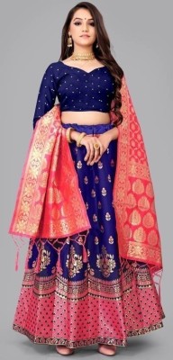 SWAMI STUDIO Embroidered Semi Stitched Lehenga Choli(Blue, Pink)