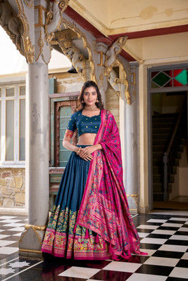 SILLYGUDY Self Design, Printed Semi Stitched Lehenga Choli(Multicolor)