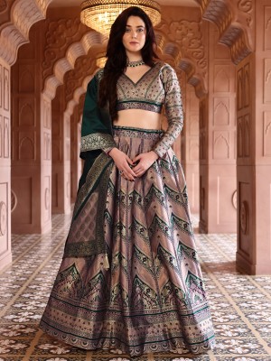 PURVAJA Printed Semi Stitched Lehenga Choli(Multicolor)