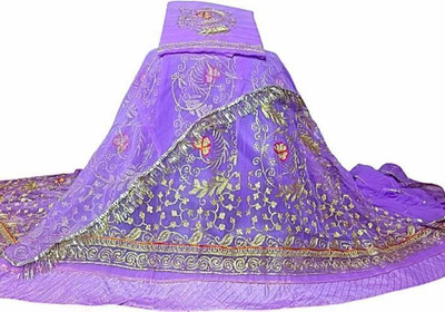 WomenFashion Embroidered Semi Stitched Rajasthani Poshak(Purple)