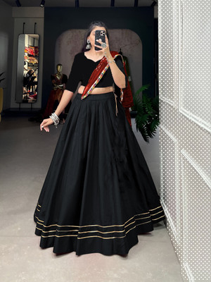AAYUSHYAM ENTERPRISE Self Design Semi Stitched Lehenga Choli(Black)
