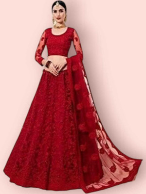 Beautypiee Embroidered Semi Stitched Lehenga Choli(Multicolor)