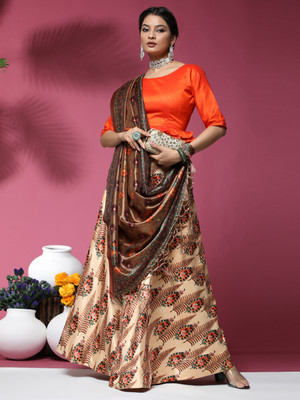 kaizen International Printed Semi Stitched Lehenga Choli(Multicolor)