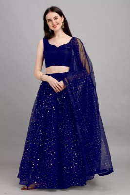 MAMAENTERPRISE Embellished Semi Stitched Lehenga Choli(Dark Blue)