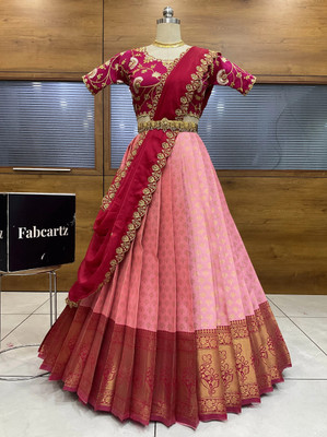 SHREE CREATION Embroidered Semi Stitched Lehenga Choli(Pink)