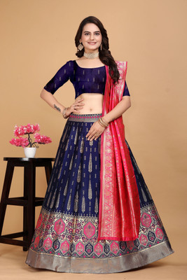 SWAMI STUDIO Self Design Semi Stitched Lehenga Choli(Dark Blue)