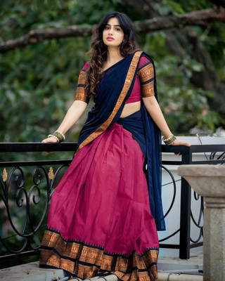 SWAMI STUDIO Self Design Semi Stitched Lehenga Choli(Pink, Blue)