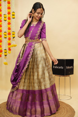 SHREE CREATION Self Design Semi Stitched Lehenga Choli(Purple)