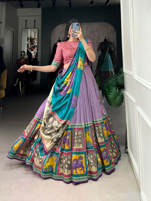JENIJENI BIZ Self Design Semi Stitched Lehenga Choli(Purple)