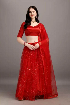 MAA KHODAL CREATION Embroidered Semi Stitched Lehenga Choli(Red)