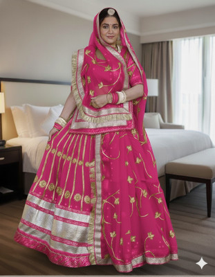 SHRIHARI BUSINESS Embroidered Semi Stitched Rajputi Poshak(Pink)