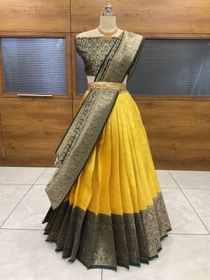 Sonu Creation Self Design Semi Stitched Lehenga Choli(Yellow)