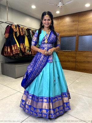 SHREE CREATION Self Design Semi Stitched Lehenga Choli(Light Blue)