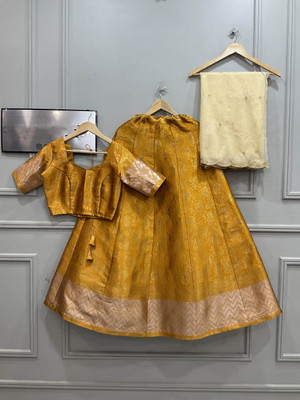 SHREE CREATION Printed Semi Stitched Lehenga Choli(Yellow)