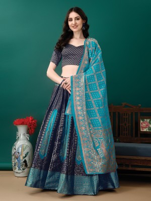 SWAMI STUDIO Self Design Semi Stitched Lehenga Choli(Dark Blue)