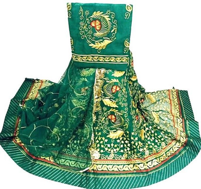 Shreemanji trading Embroidered Semi Stitched Rajasthani Poshak(Dark Green)