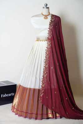 Fabcartz Self Design Semi Stitched Lehenga Choli(Maroon)