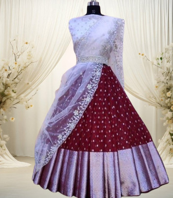 HOUSE OF COMMON Self Design Semi Stitched Lehenga Choli(Maroon)