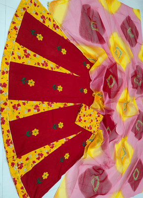 kiae Embellished, Digital Print Semi Stitched Rajasthani Poshak(Multicolor, Red)
