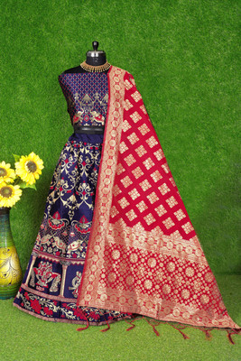 SHREE CREATION Self Design Semi Stitched Lehenga Choli(Red)