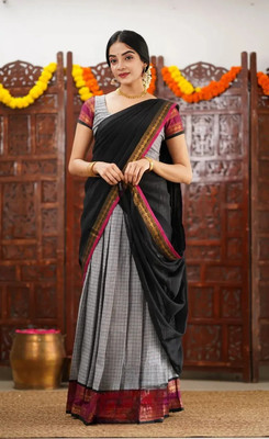 The Shopoholic Self Design Semi Stitched Lehenga Choli(Black)