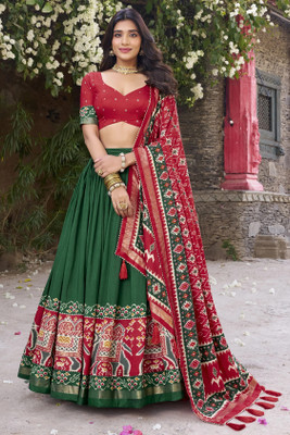 GORASH CREATION Printed Semi Stitched Lehenga Choli(Green)