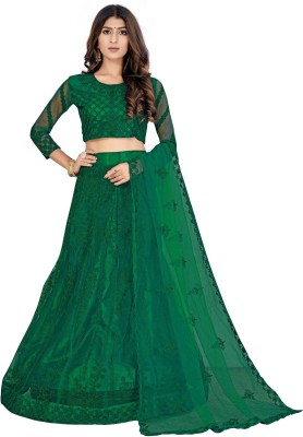 ISHU FAB Embroidered Semi Stitched Lehenga Choli(Green)