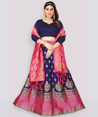 SWAMI STUDIO Self Design Semi Stitched Lehenga Choli(Dark Blue)