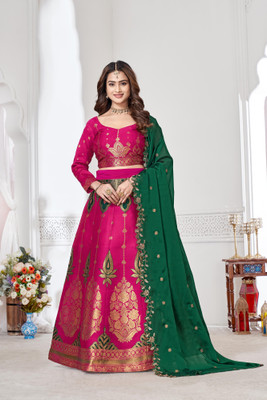 SHREE CREATION Embroidered Semi Stitched Lehenga Choli(Pink)