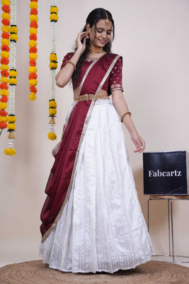 Fabcartz Self Design Semi Stitched Lehenga Choli(Maroon)