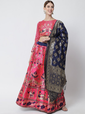 Divastri Self Design Semi Stitched Lehenga Choli(Pink)