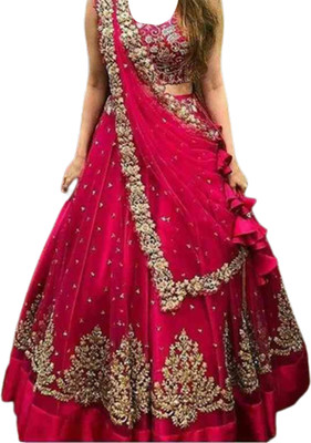 HRMFAB Self Design Semi Stitched Lehenga Choli(Red)