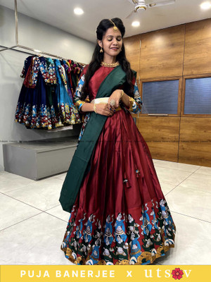 Fabcartz Self Design Semi Stitched Lehenga Choli(Maroon)