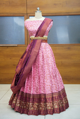 SHREE CREATION Self Design Semi Stitched Lehenga Choli(Pink)