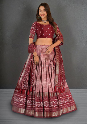 GORASH CREATION Printed Semi Stitched Lehenga Choli(Red)