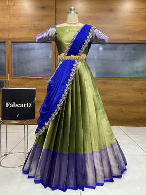 Sonu Creation Embroidered Semi Stitched Lehenga Choli(Green)