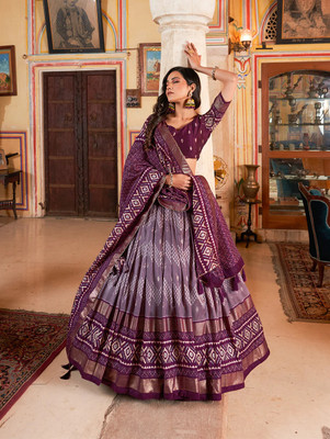BLANKLOOK Printed Semi Stitched Lehenga Choli(Purple)