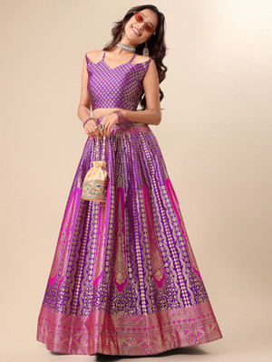 PURVAJA Embellished Semi Stitched Lehenga Choli(Purple)
