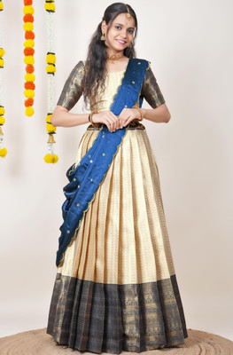 Fabcartz Self Design Semi Stitched Lehenga Choli(Light Blue)