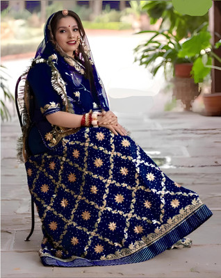 SANSKAR TEXTILE Embroidered Semi Stitched Rajasthani Poshak(Blue)