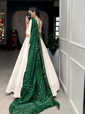 AAYUSHYAM ENTERPRISE Self Design Semi Stitched Lehenga Choli(White)