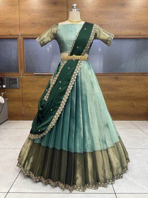 SHREE CREATION Embroidered Semi Stitched Lehenga Choli(Light Green)