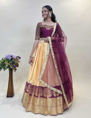 Divastri Self Design Semi Stitched Lehenga Choli(Purple)