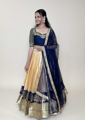 MR Y Self Design Semi Stitched Lehenga Choli(Dark Blue)