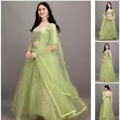 Rise On Fab Embellished Semi Stitched Lehenga Choli(Light Green)