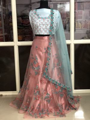 PRATYAM FASHION Embroidered Semi Stitched Lehenga Choli(Multicolor)