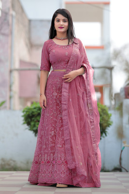 VD-TNG Embroidered Semi Stitched Lehenga Choli(Purple)