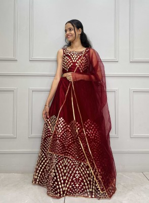 MR Y Embroidered Semi Stitched Lehenga Choli(Maroon)