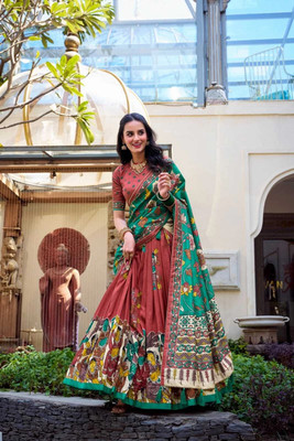 SHENKY Self Design Semi Stitched Lehenga Choli(Red)