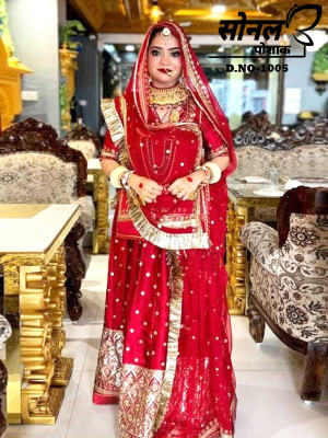 WOMENGIRLFASHION Embroidered Semi Stitched Rajasthani Poshak(Red)